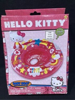 Hello Kitty Pink Inflatable Baby Boat with Rainbow & Stars